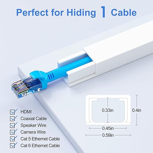 Miniatura 3 de Yecaye - Ocultador de cable de 250 pulgadas, corrector de cables de un solo cable, sistema de gestión de cables de pared, kit de canaleta de cable
