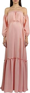 Graceful Silhouettes Long Maternity Dress Versatile Wear for Pregnancy Event Photography Off Shoulder Comfortable Comfortable