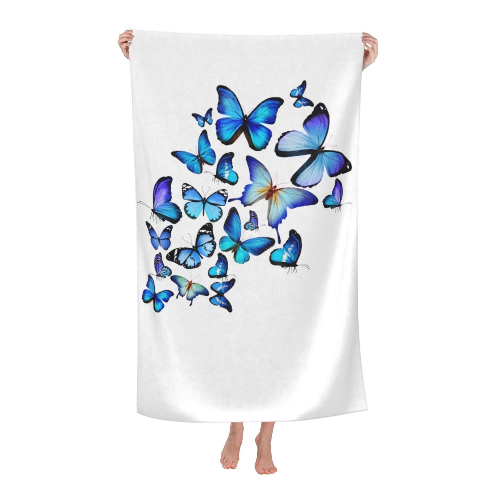 Toalla de baño de mariposas azules ideal para llevar al gimnasio y natación de 80x130 cm