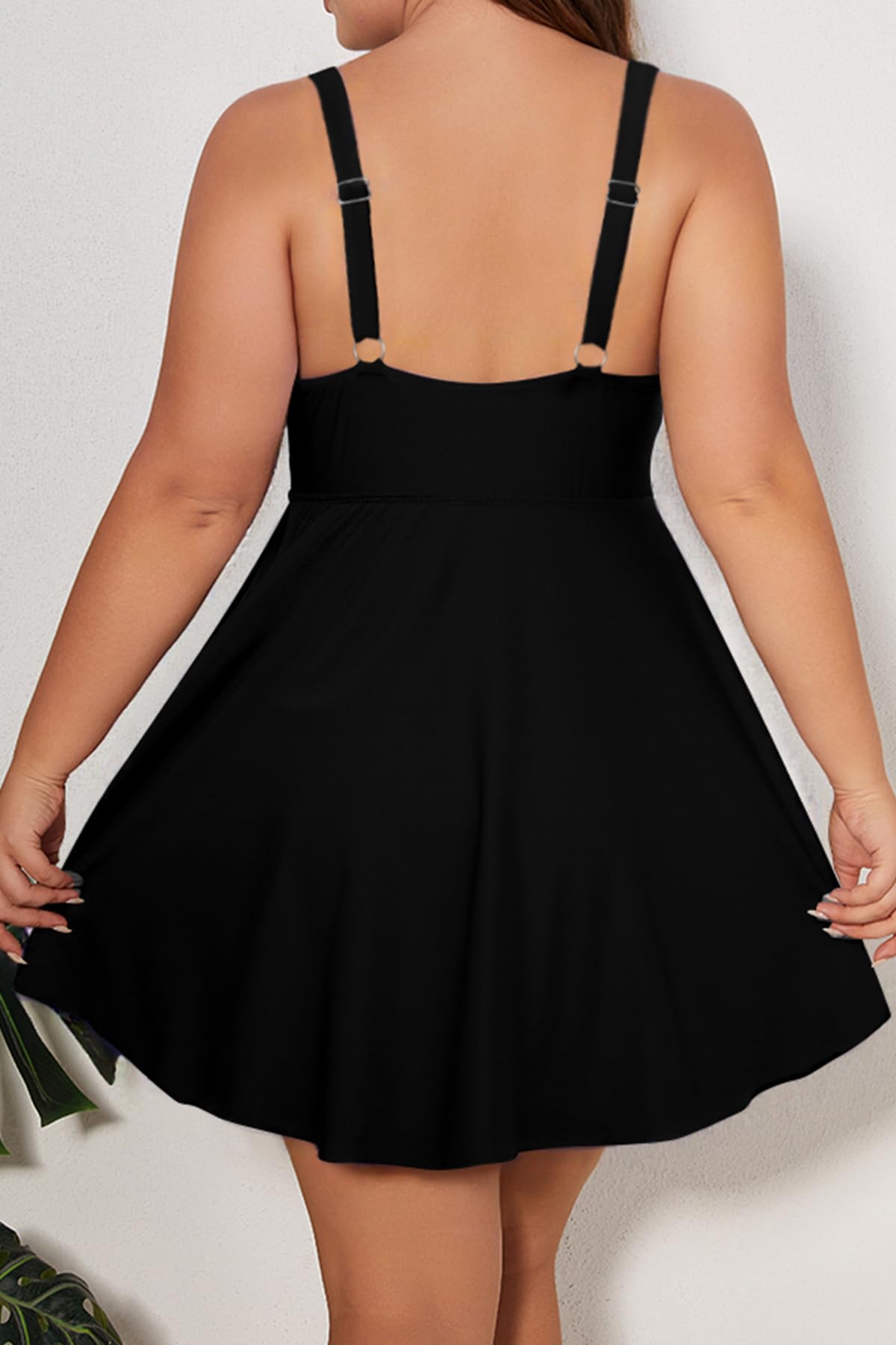 SHEKINI Robe de bain grande taille pour femme - Contrôle du ventre - Imprimé - Rembourré - Réglable - Maillot de bain une pièce avec short