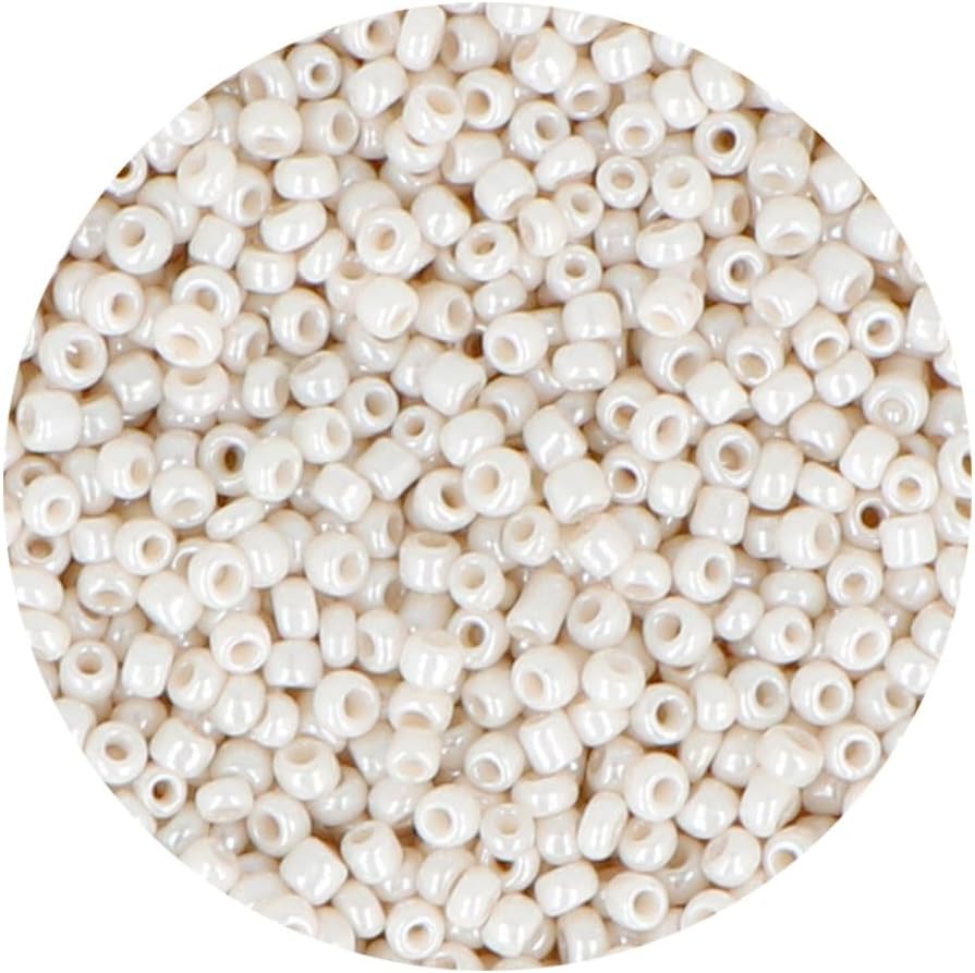 INNSPIRO Round Glass Bead Ivory Grey 2.3 mm 500 g Bag for Making Bracelets and Necklaces, Ideal for Crafts and Jewellery with Children. Seed Beads.