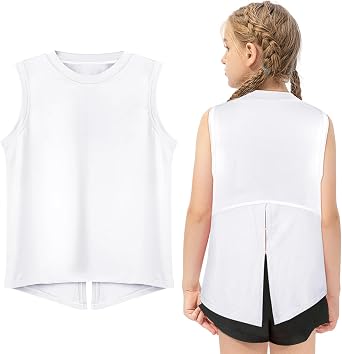 ONESING 3 Pack Girls Tank Tops Ribbed Knit Sleeveless Tank Tops Girls Vest for Causal Workout Sports