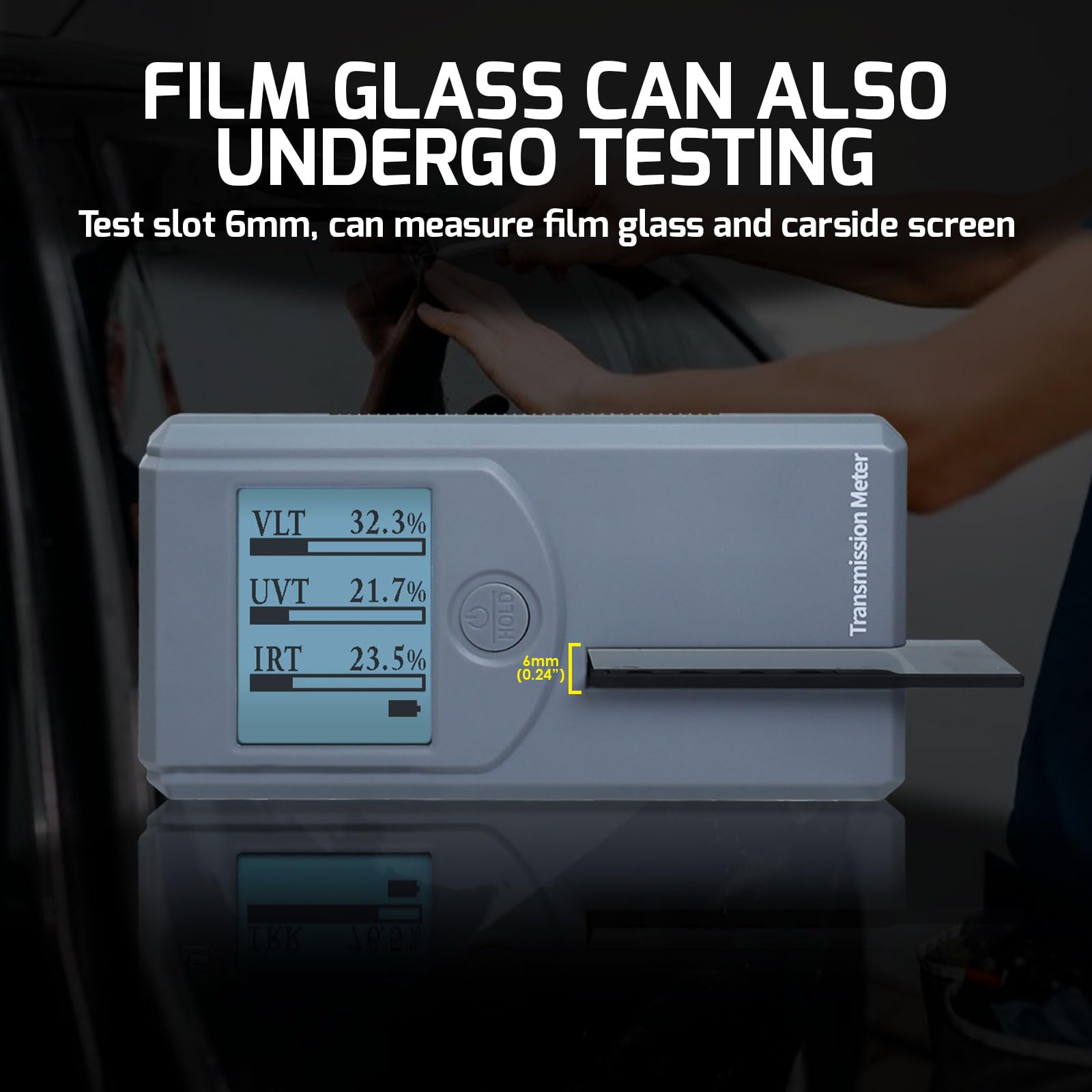 Teinte pour fenêtre UV, IR et lumière - Longueur d'onde de 940 nm/1400 nm - Avec auto-étalonnage et rotation automatique - Pour test de film solaire, de verre et de matériaux