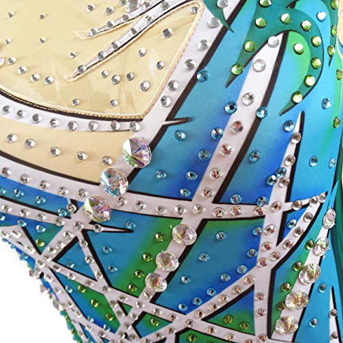 LIUHUO Collants de ginástica rítmica com design personalizado para meninas com estampa de diamantes