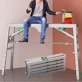 Andamio plegable ajustable de 5 alturas: plataforma de trabajo de aluminio ligero para reparaciones del hogar, construcción y mantenimiento (tamaño: 140 x 40 cm, color: B)