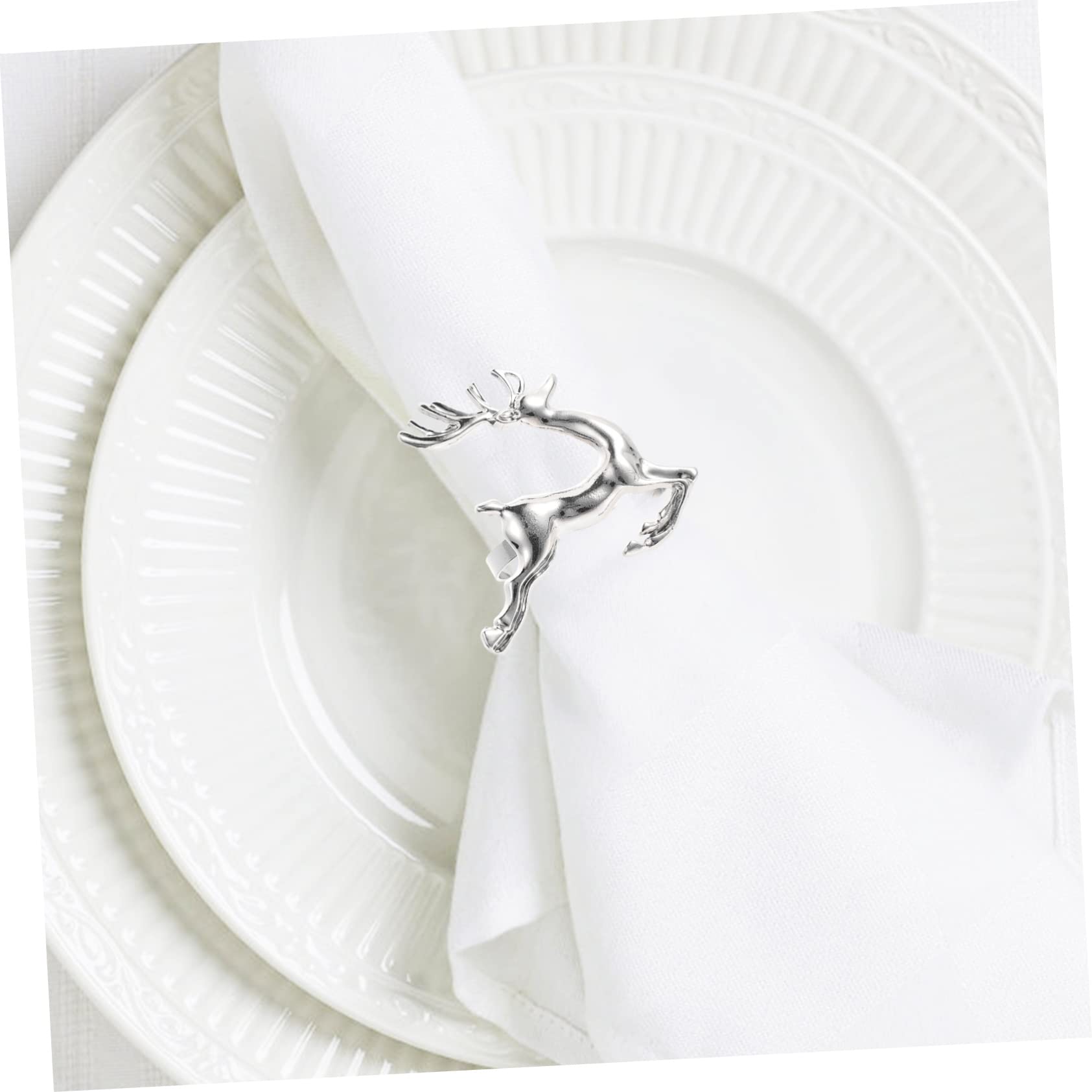 Alipis 24 Pièces Ronds De Serviette Wapiti Décorations De Serviettes Bague De Table Cerf Boucles De Serviette Créatives Ronds De Serviette De Noël Porte-Serviette Renne De Noël Alliage