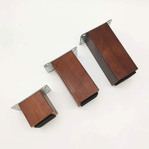 Miniatura 4 de Piernas bajas de roble macizo, muebles de gabinete de baño, patas de mesa de café, patas de TV, patas elevadas, 3 colores, con placa de montaje,