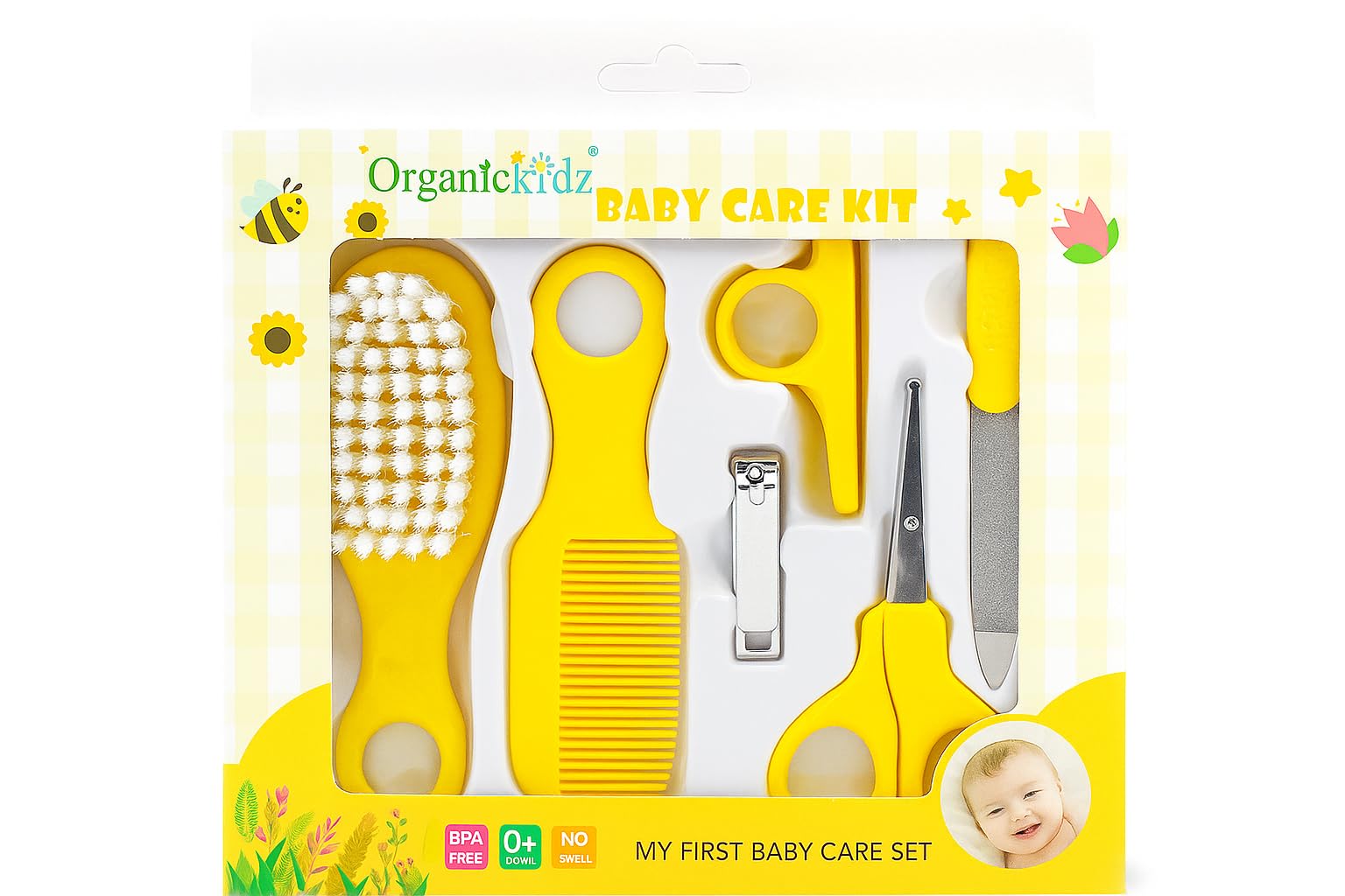 Kalra Magic 5-in-1 Baby Grooming Kit Soft Hair Brush Comb Nail Clippers Scissors Nail File & Case Safe & Gentle Care Set for Newborns, Infants & Toddlers (Yellow)-image-21