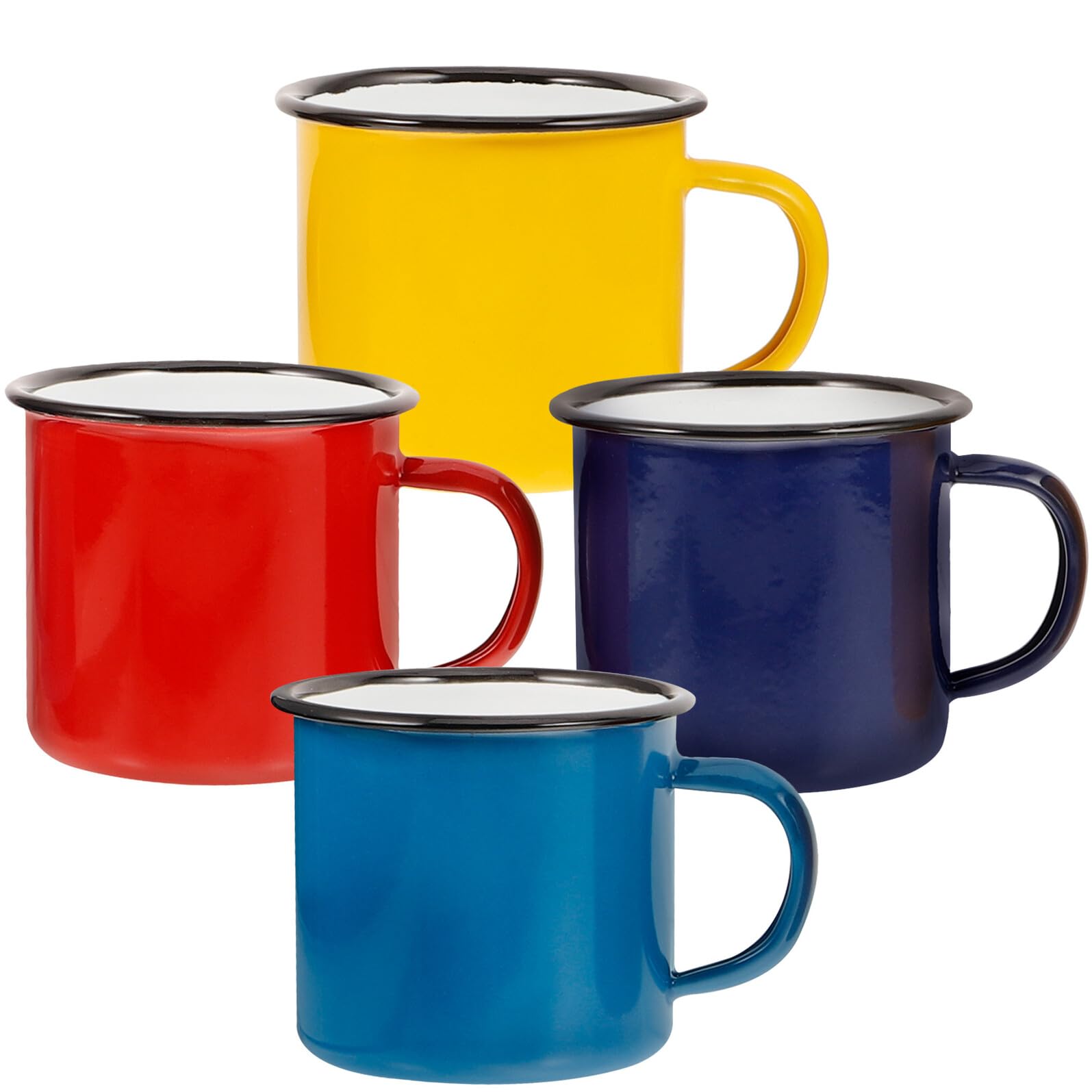 Mipcase Tazas de Café Esmaltadas Diseño Clásico y Fácil de Limpiar Juego de 4 Vintage de 350ml Adecuado para Camping y Uso Portátil en Exteriores