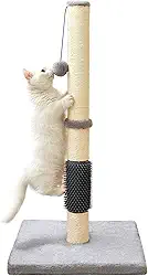MeowHomm Poste para arranhar gatos de 81 cm com escova autolimpadora, corda de sisal, poste alto para arranhar gatos com bola macia para pendurar em ambientes internos, arranhador de garra de gato