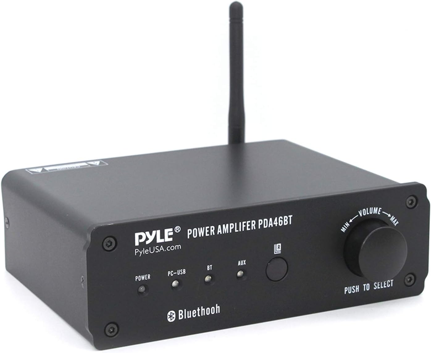 Pyle100W Bluetooth Audio Stereo Amplifier - 110/240V, 2 Ch.Pro Audio Desktop Amp w/Direct-to-Computer Connection via USB Port & Hi-Fi System/TWS Function, w/Rotary Volume Control - Pyle PDA46BT