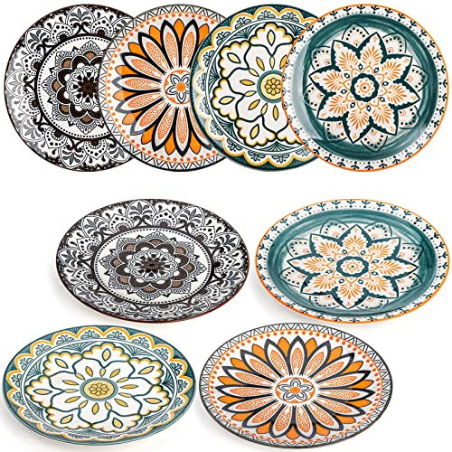 Foraineam 8 Pieces Salad Plates, 8.5 Inch Porcelain Floral Dessert Plates - Image 2