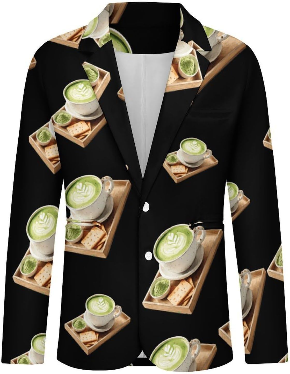 Matcha Latte Suits Blazer for Men Casual Buttons Lapel Jacket