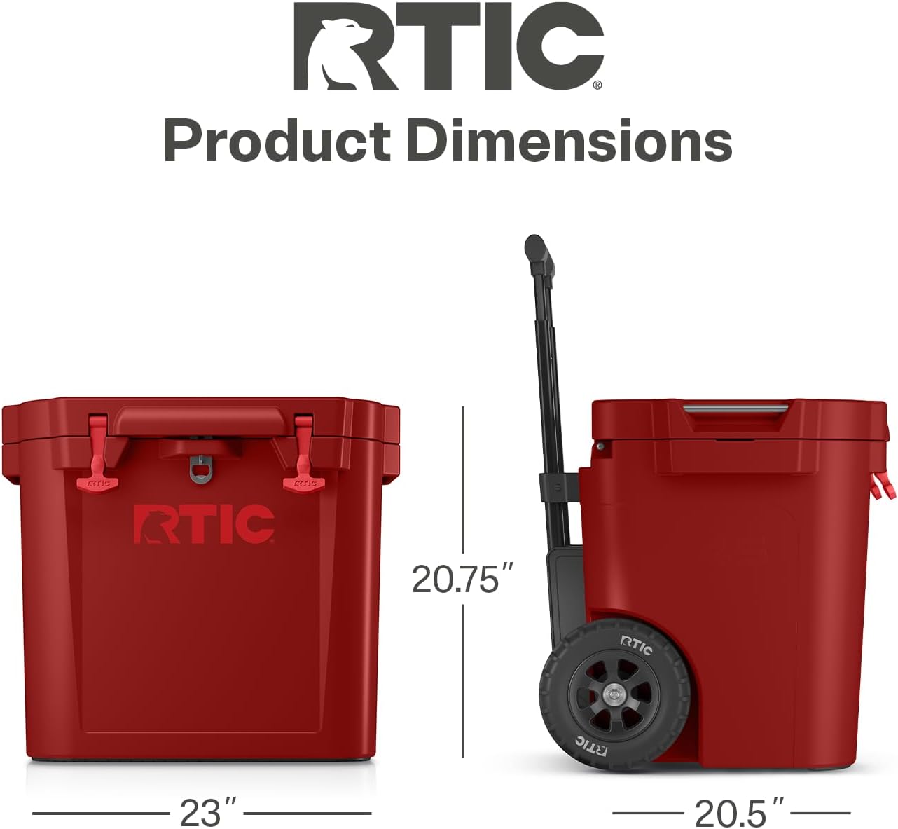 RTIC 45 QT Wheeled Ultra-Tough Cooler Hard Insulated Portable Ice Chest Box for Beach, Drink, Beverage, Camping, Picnic, Fishing, Boat, Barbecue, Rotomolded Construction