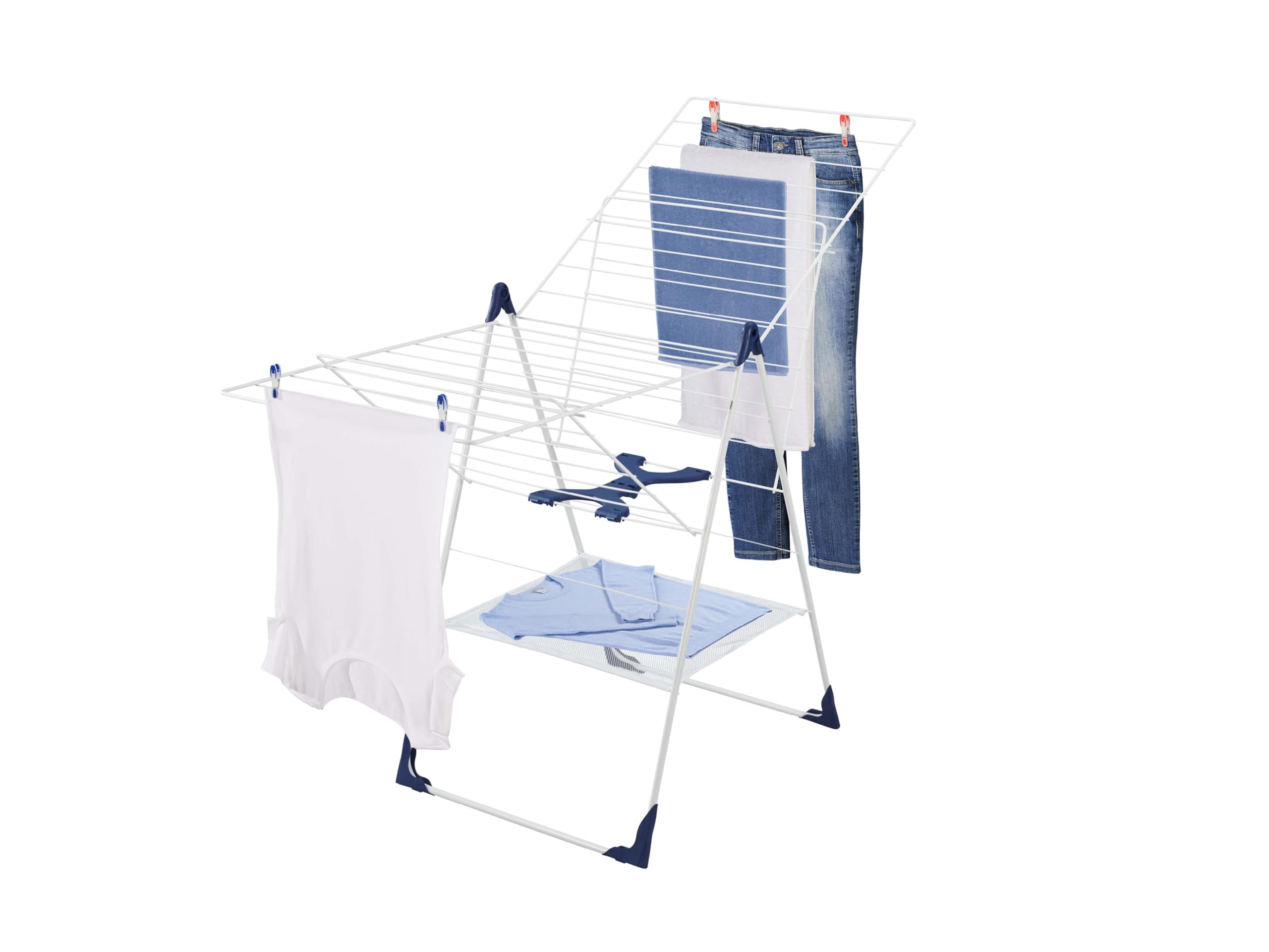 Leifheit Séchoir sur pied Classic 250 Flex, étendoir avec filet à linge, tancarville pliable et résistant aux intempéries, longueur d'étendage de 25 m