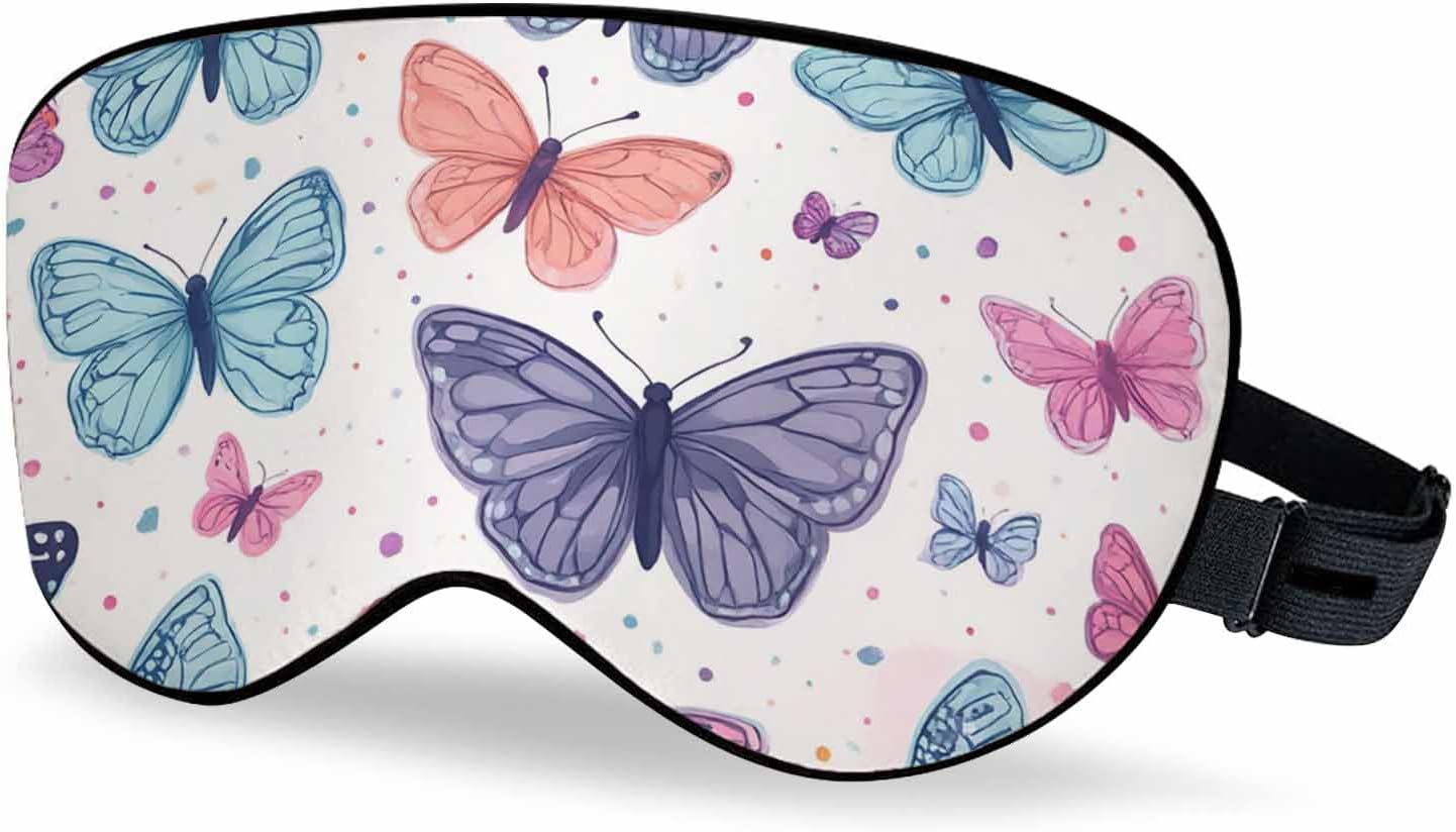 Butterfly Sleep Eye Mask Abstract Butterflies Men Women Sleep Mask with Adjustable Strap Eye Cover Eye Shade for Travel, Nap,Meditation