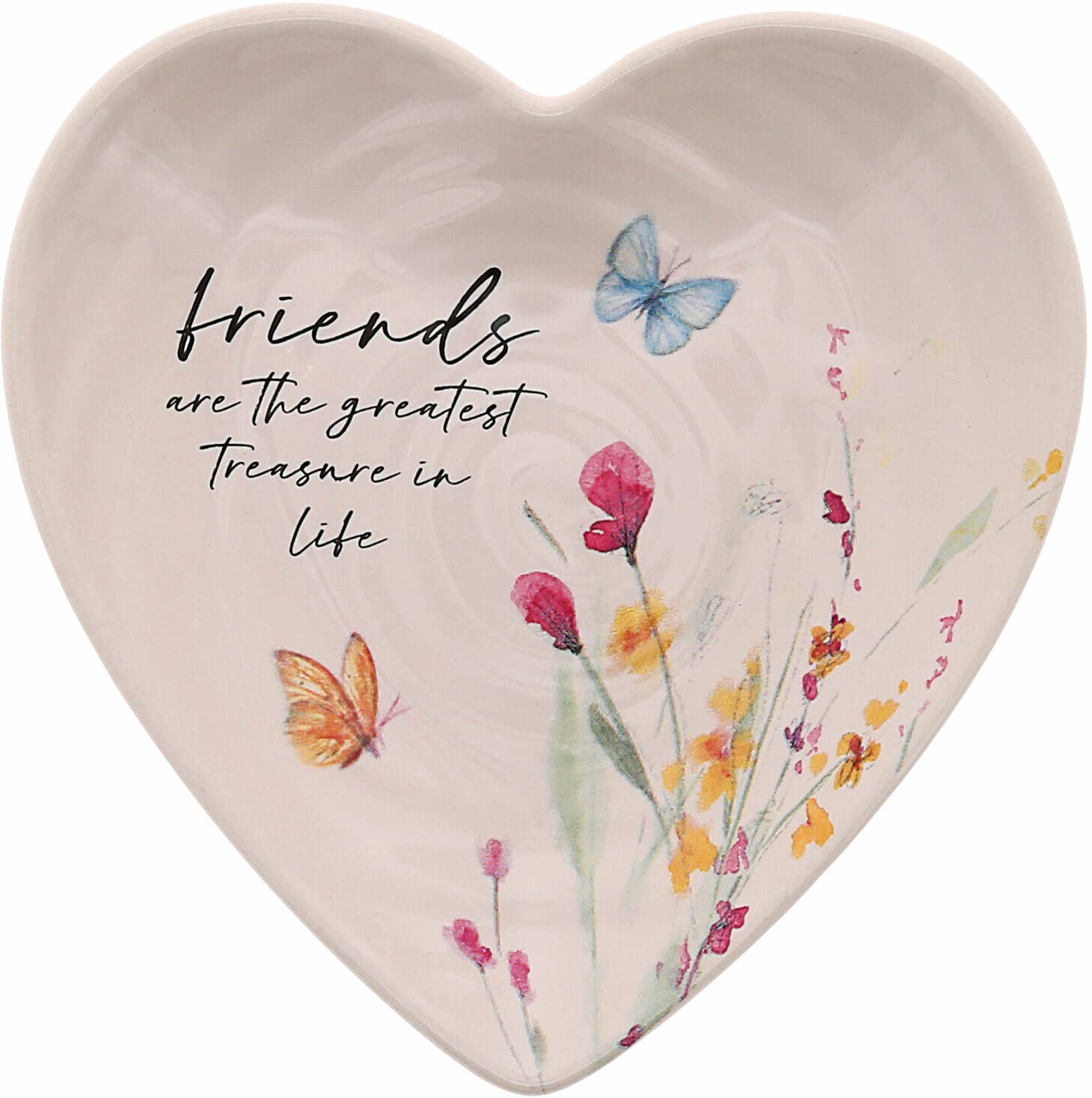 Pavilion Gift Company - Friend - Ceramic Heart-Shaped Keepsake Dish, Watercolor Floral Design, Valentines Day Gift For Girlfriend, Unique Gifts for Friend, Trinket Dish, Ring Holder, Jewelry Dish