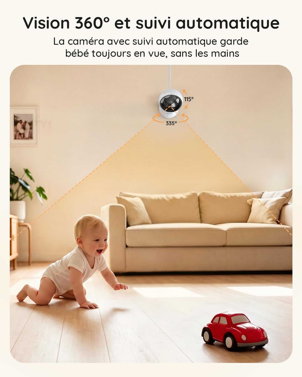 2026 Boifun Babyphone Caméra WiFi 4MP 5,5”, Contrôle APP & Écran, Détection Visage Couvert & Sommeil sur le Ventre, Mouvement, Pleurs, Temp/Humidité, Veilleuse, Vision Nocturne, Autonomie jusqu’à 23 h