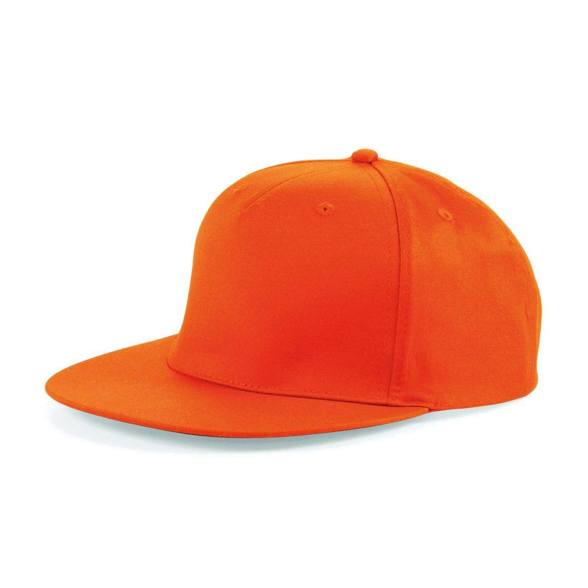 MKR Snapback Flat Peak Cap Baseball Hat 5 Panel 100% Cotton - Orange