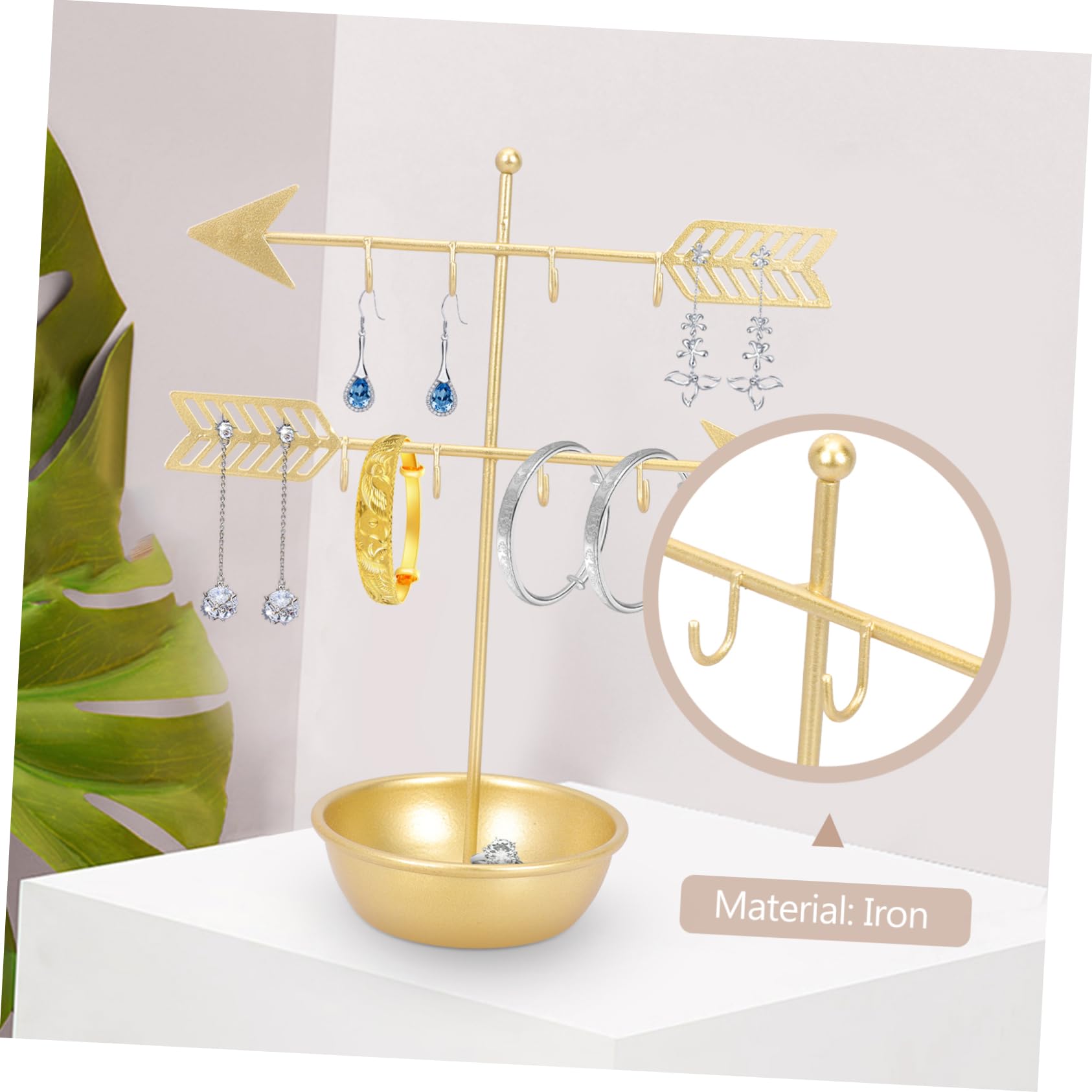 Healeved 3 Pièces Porte-boucles D'oreilles Support Organisateur De Bijoux Porte-bijoux Stand De Bijoux Support De Boucle D'oreille Arbre à Bijoux Collier Le Fer Doré