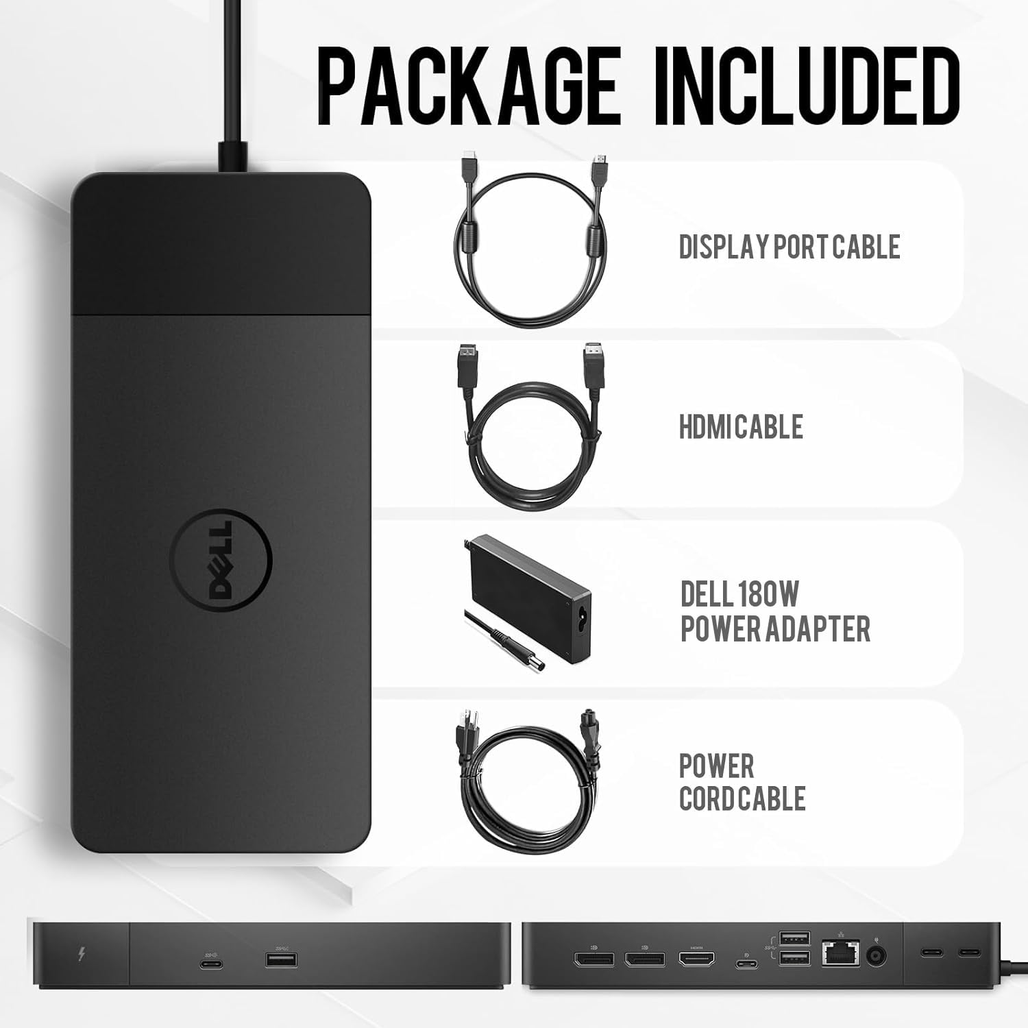 Dell WD22TB4 Thunderbolt 4 Docking Station – 180W Adapter, 130W Laptop Charging, 4K Display Support, 3-Year Warranty