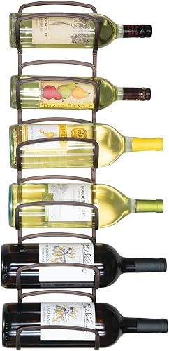 Miniatura 8 de mDesign Organizador de almacenamiento de botellas de vino de metal decorativo moderno - Diseño de 6 niveles - Montaje en pared - Bronce
