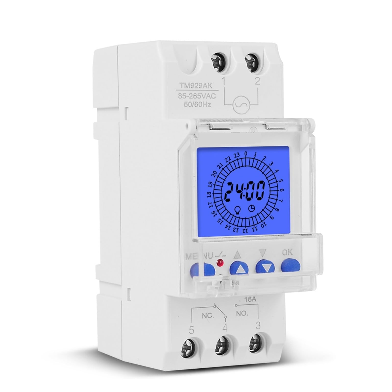 ZERVA Pantalla LCD Digital 24 Horas Reloj de Tiempo electrónico 85-265V Horas de Carril DIN Interruptor de Temporizador analógico programable