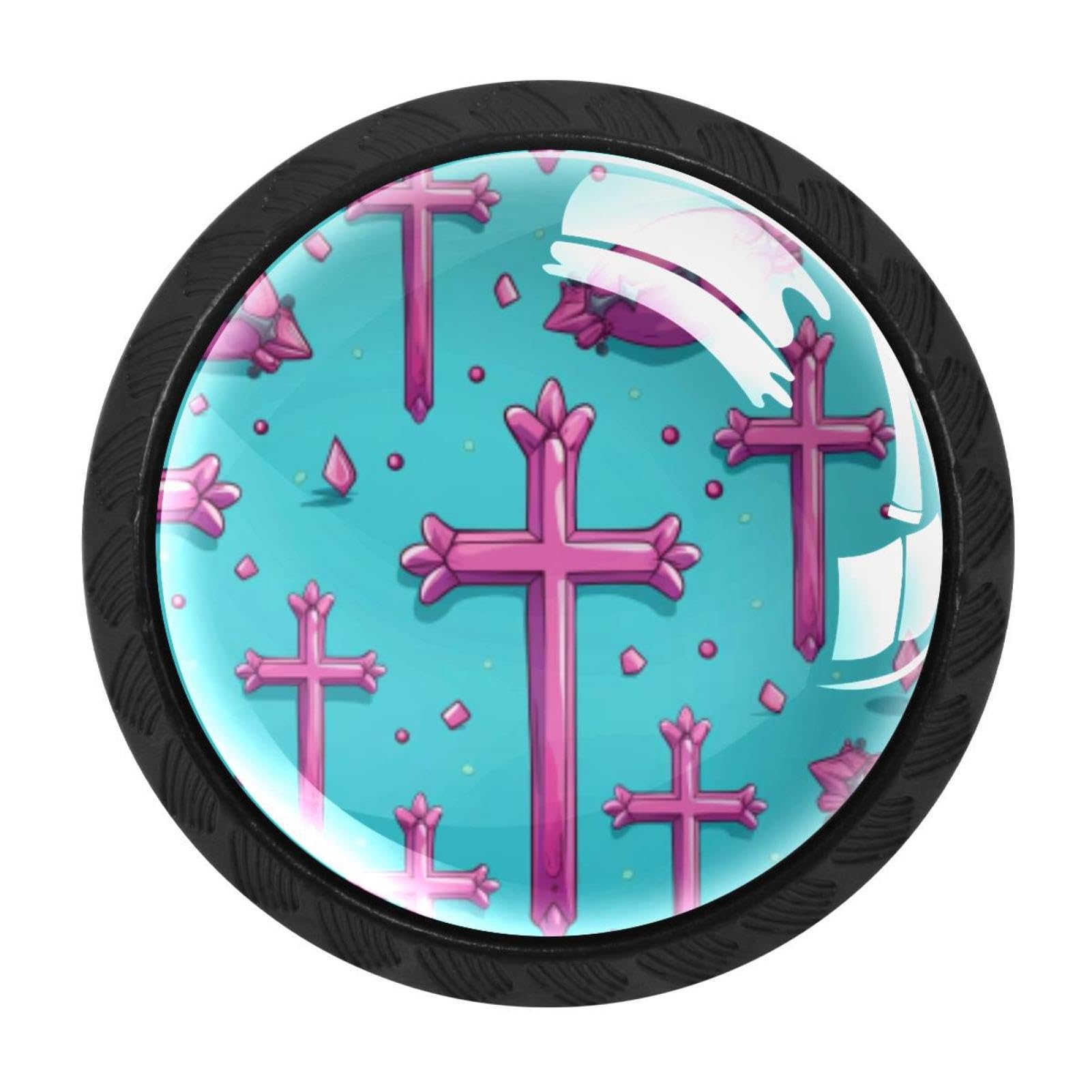 Chenzzzz Multicolored 02 4 Pieces Easter Cross Drawer Knobs, 35Mm Black Cabinet Knobs, Drawer Pulls And Knobs, Dresser Drawer Knobs, Cabinet Hardware Kitchen Cabinet Knobs