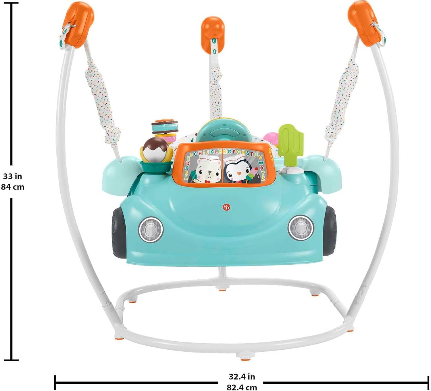 Fisher-Price 2-in-1 Jumperoo Activity Center for Baby to Toddler with Lights Sounds and Smart Stages Learning Content, Sweet Ride