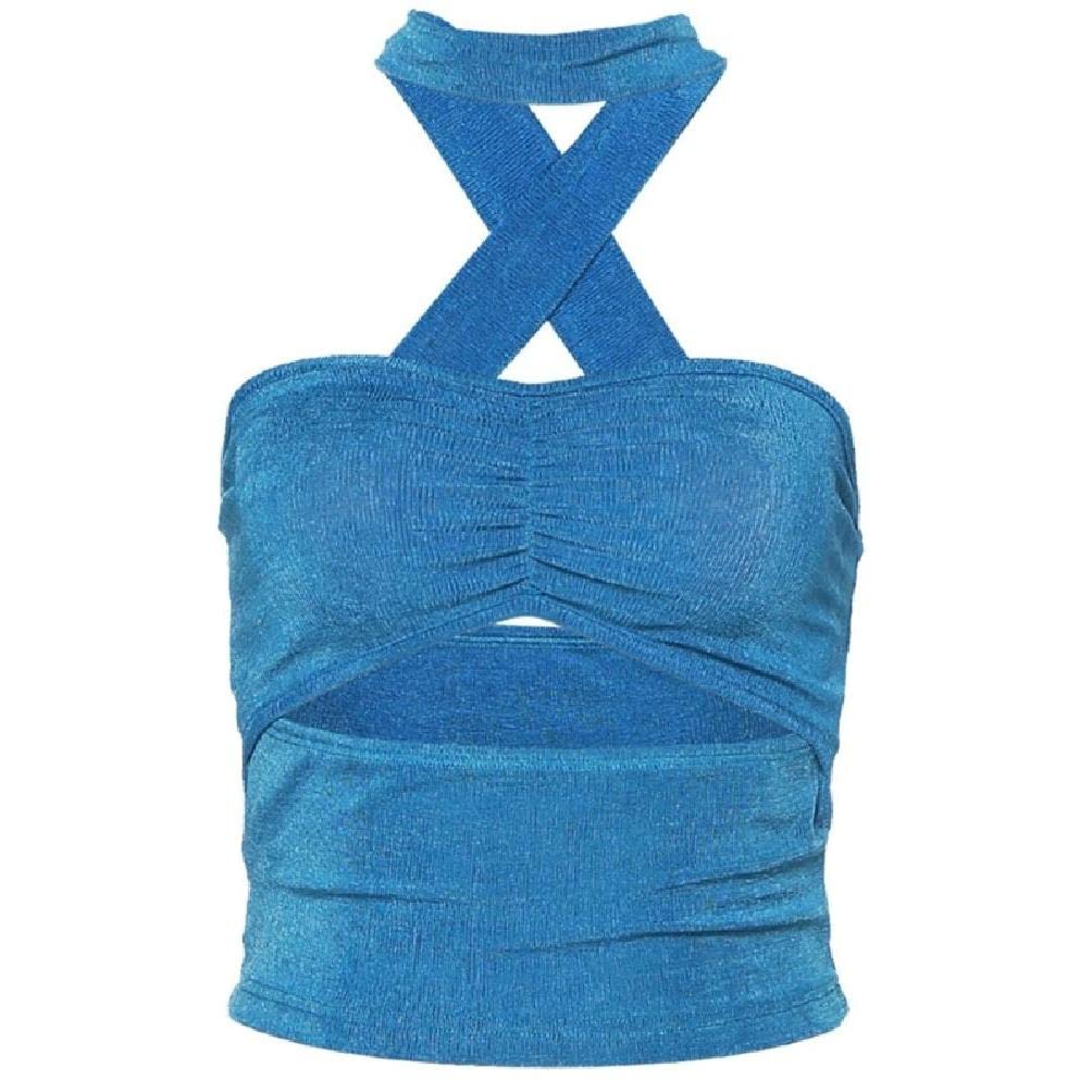 Angelluck Womens Crop Top Sexy Basic Bottom Crisscross Back Vest Tank Top Halter Neck Vest Cropped Tops Sleeveless Crisscross Vest halter neck vest cropped