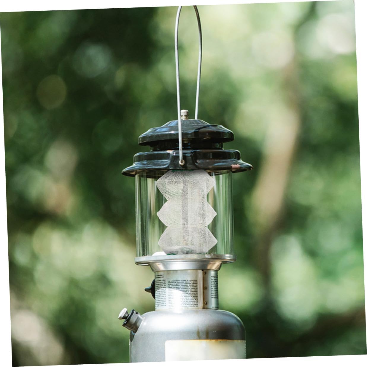 Beavorty 5pcs Gas Lantern Mantles 3-Layer Tubular Camping Light Shades with Double Iron Clips for Outdoor Hiking and Propane Gas Lantern Accessories