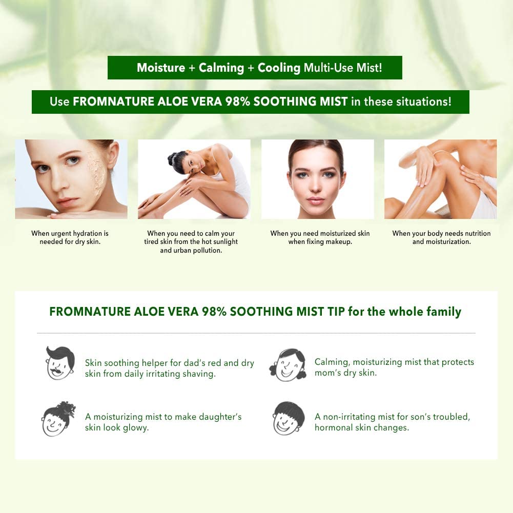 Aloe Vera 98% "Moisture Soothing Gel Mist - 13.5 fl oz. (400 ml) for FROMNATURE - Image 6