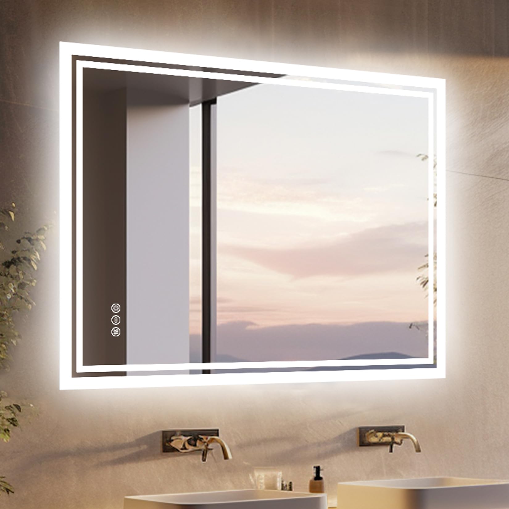 LUVODI Miroir de salle de bain lumineux à LED : 700x900 mm à intensité variable avec coussin de désembuage, vertical ou horizontal, classé IP65
