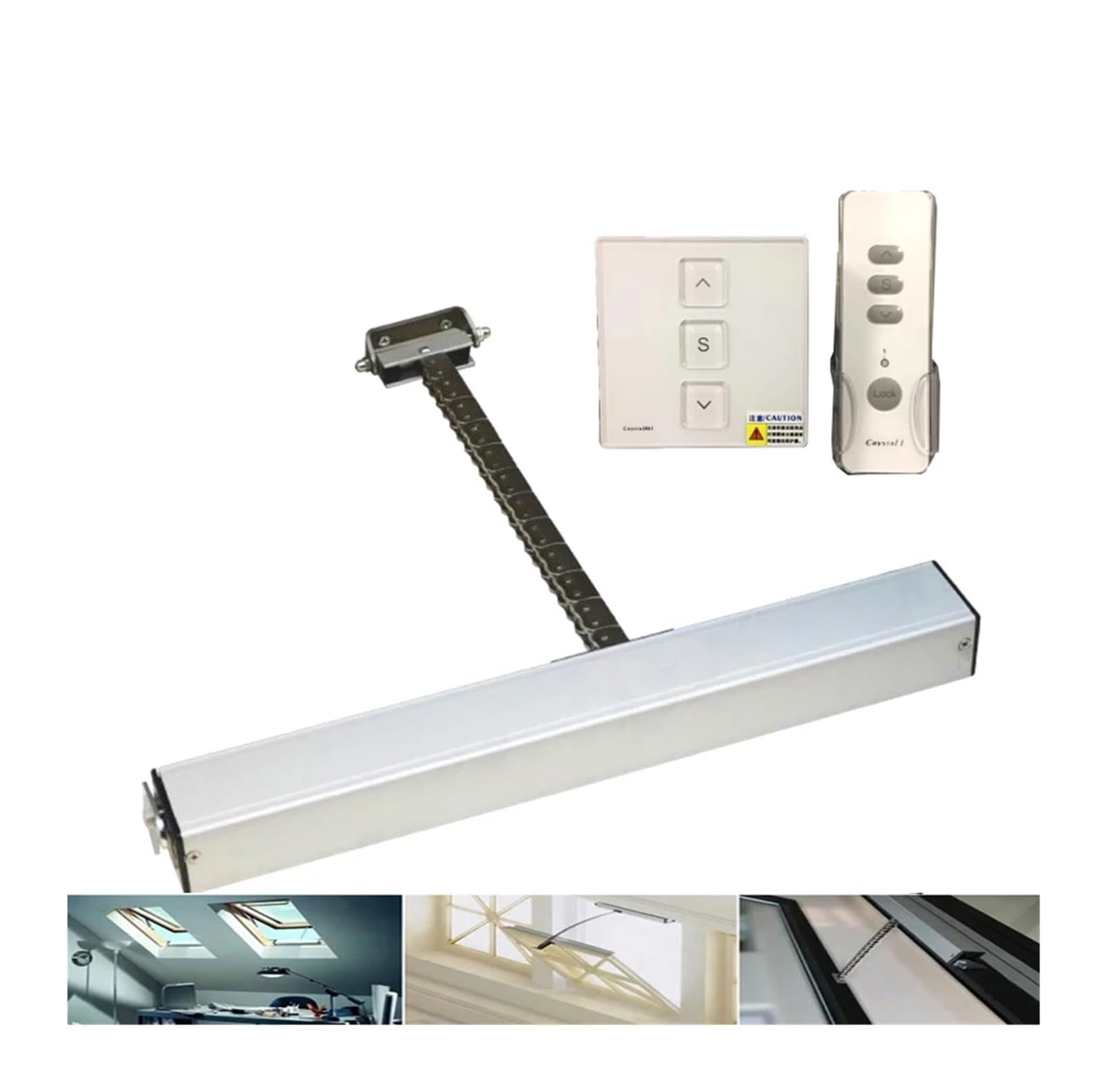 Automatischer Fensterantriebsöffner mit, Tuya-Schalter und Fernbedienung, 400 N, einkettige elektrische Gewächshaus-Hausautomation Komfortable Türöffnung(500mm travel)