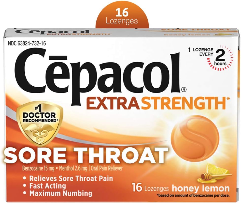 Cepacol Extra Strength Sore Throat Relief Lozenges, Honey Lemon Cough