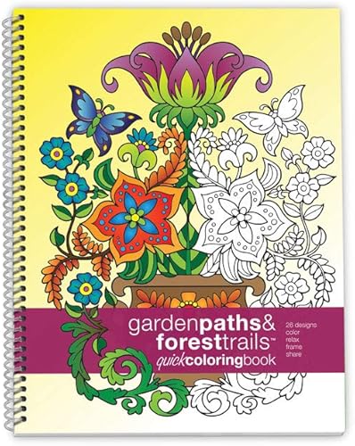 Action Publishing Libro para colorear rápido senderos de jardín y senderos forestales  Ilustraciones fáciles de colorear de plantas y animales del