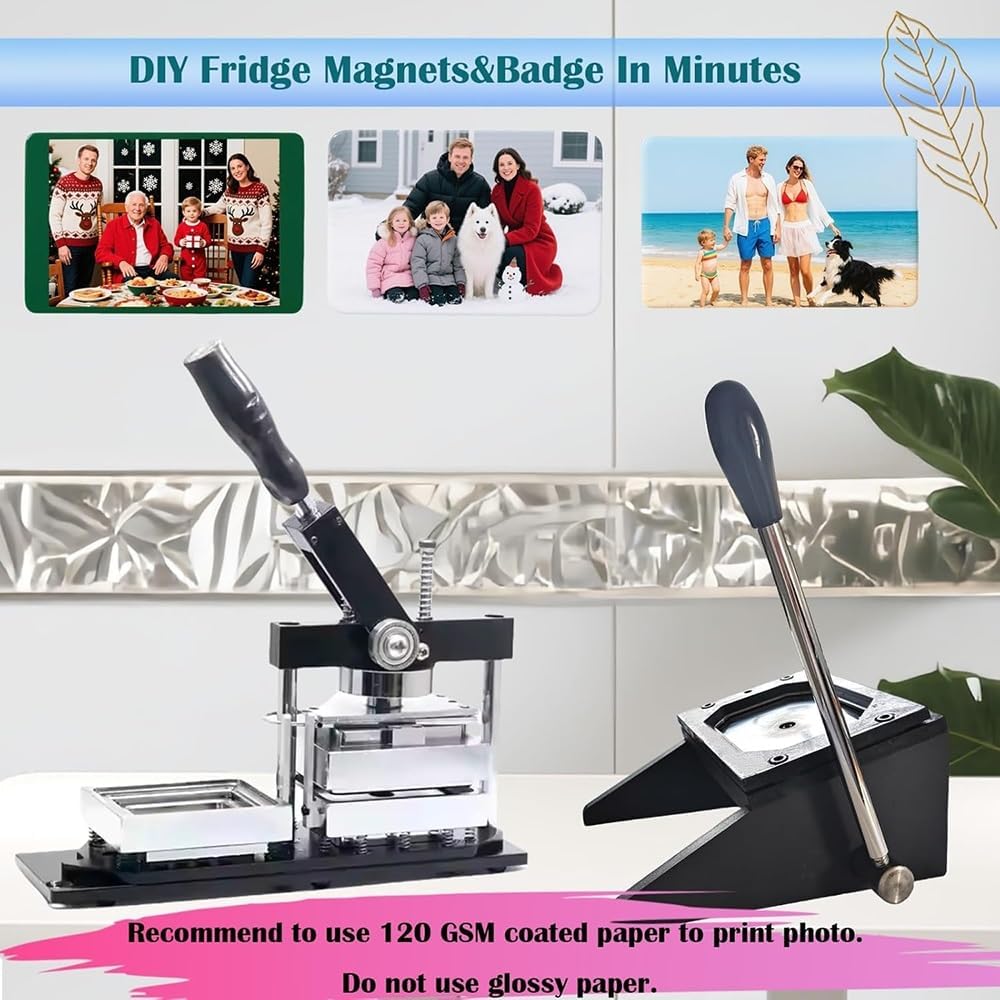 Macchina Per Magneti Fotografici, Fai Da Te Per La Creazione Di Magneti Da Frigo Con Pressa, Taglierina Per Carta, 100 Set Di Materiali Di Consumo, Possibilità Di Realizzare Magneti Rettangolari