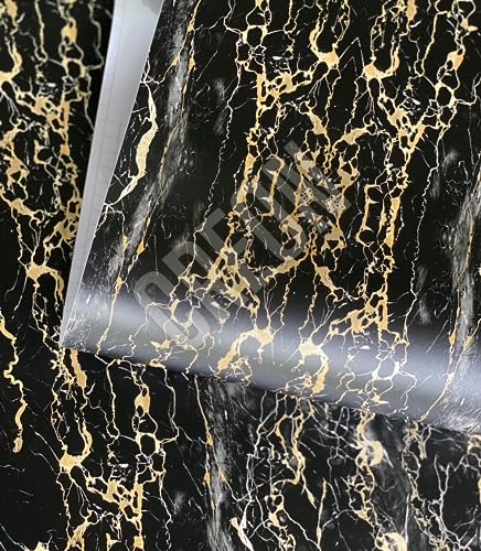 Image of CREON Black Fiber Marble Sticker for Kitchen Countertops Waterproof Black Fiber Marble Wallpaper Self Adhesive and Removable Marble Paper for Kitchen Bathroom Cabinet Furniture (16X200 INCH)