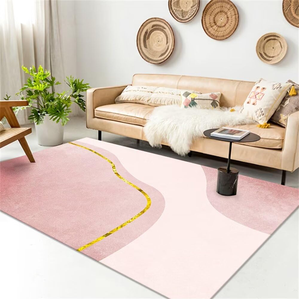 Tapis rose rectangulaire 80x150cm antiderapant et resistant pour chambre et balcon
