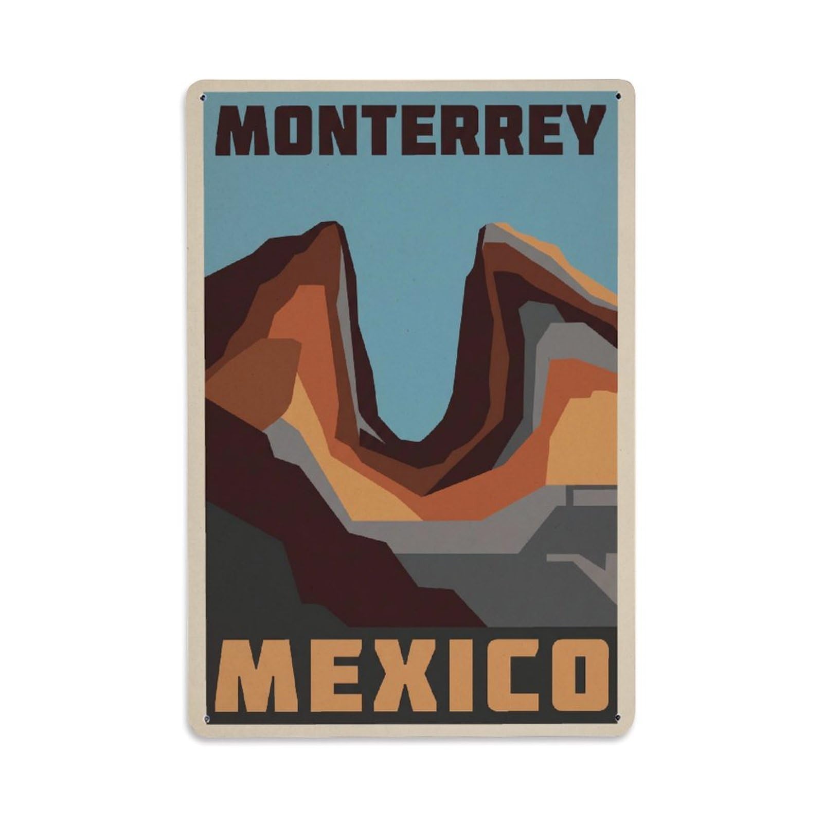 Xanthor Style Vintage Retro Mexico Monterrey Travel Metal Tin Sign