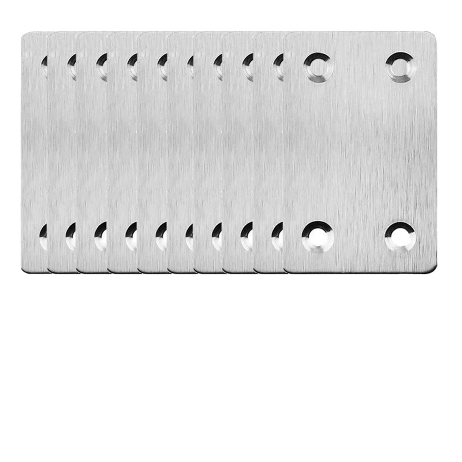 Zihdke 10 Sets 10/20Pcs Stainless Steel Flat Hinge Repair Plate Right Angle Four Hole Fixed Bracket For Wood Shelves Cbinets Home Furniture Fasteners For Repairing(10 Sets)