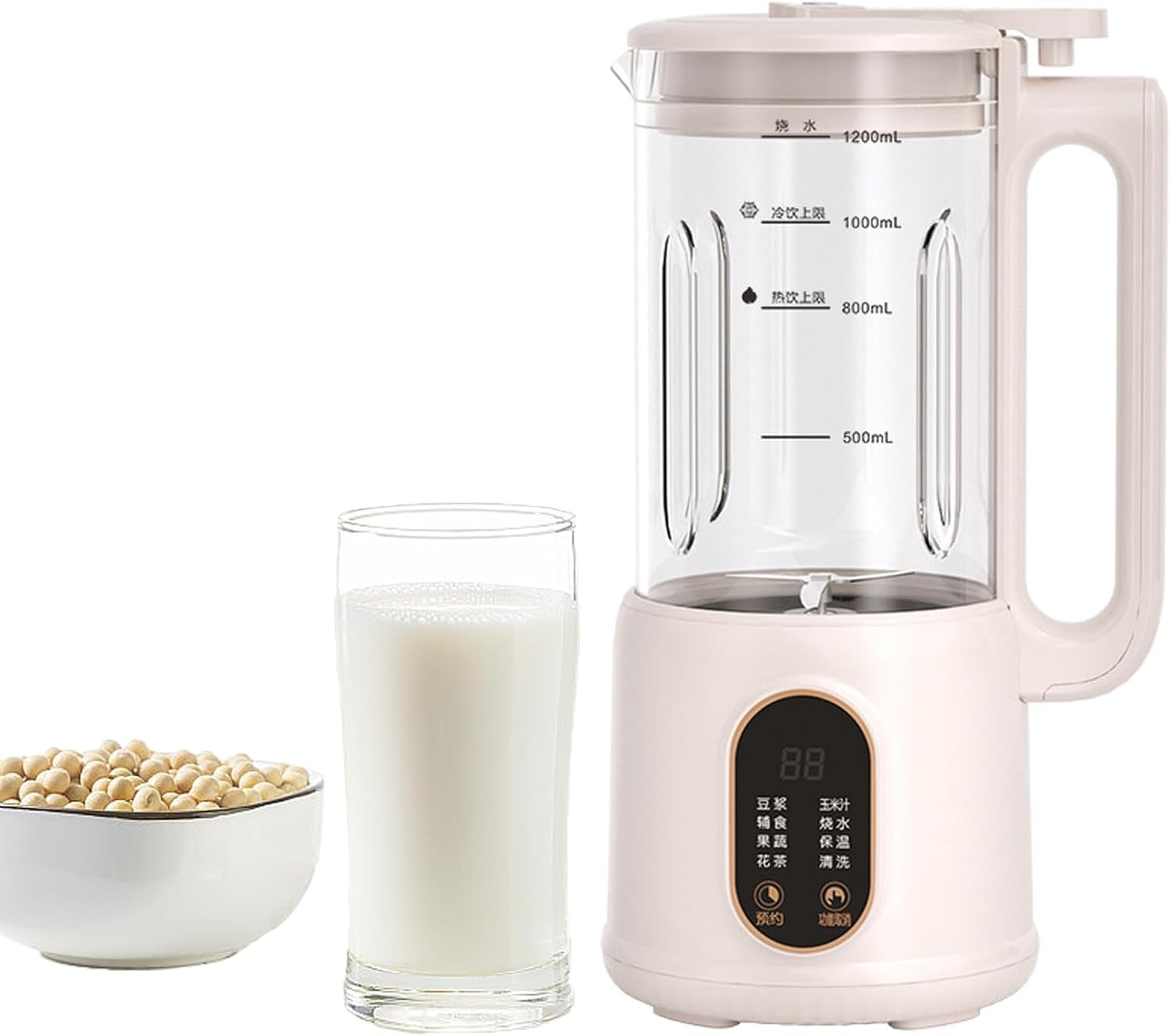 Produttore Automatico di Latte di Noci, Produttore di Latte di Soia da 1200 Ml, Latte di Mandorle, Avena, Cocco, Soia O Vegetale Fatto in Casa, Bevande Senza Lattosio