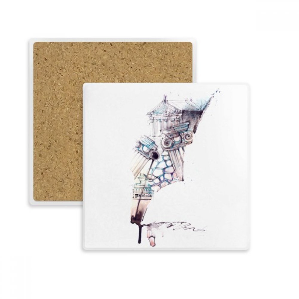 Coaster tasse porte absorbante pierre bâtiment baroque aquarelle pour boisson