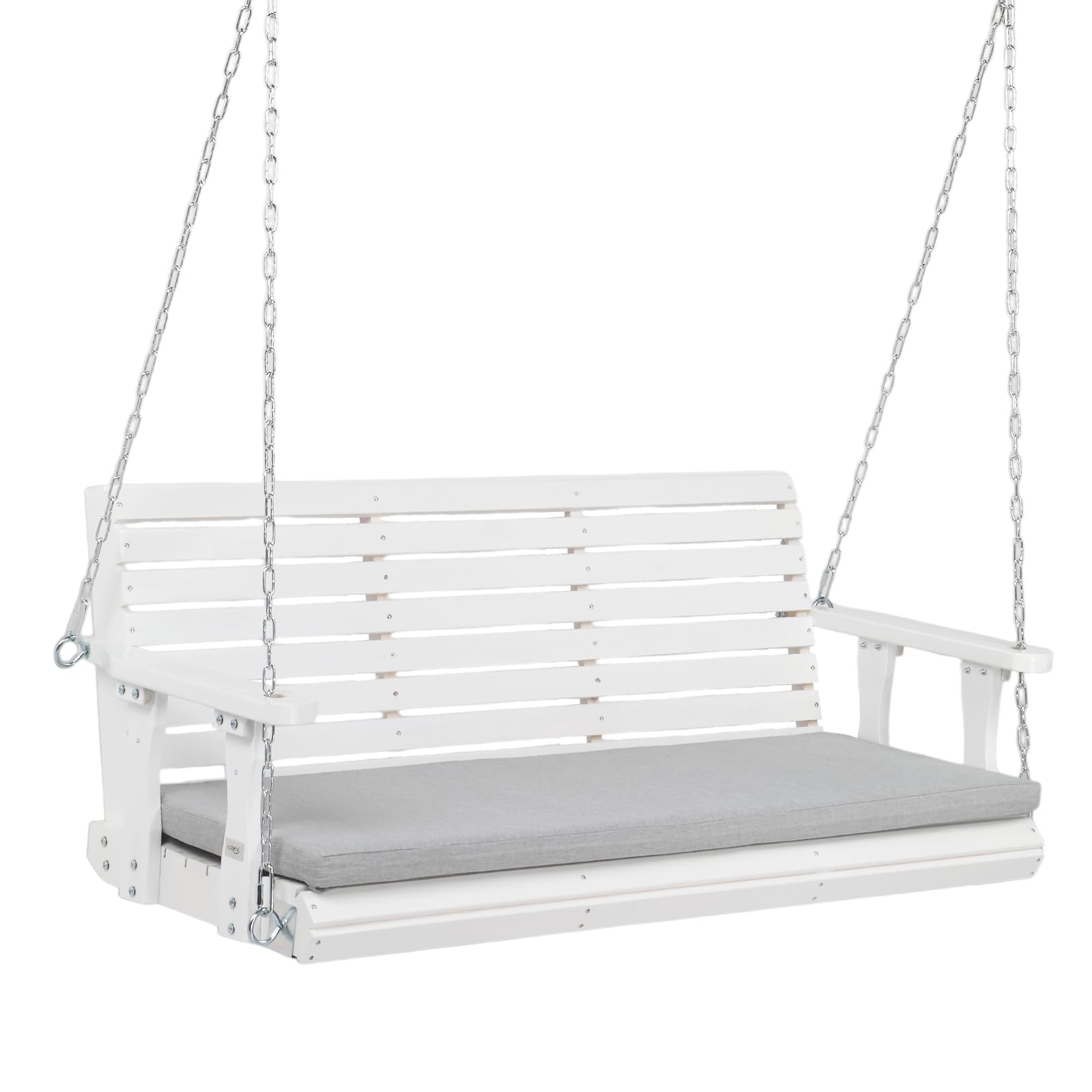 VINGLI 5 FT Heavy Duty Porch Swing with Cushion, 880 LBS Wooden, White