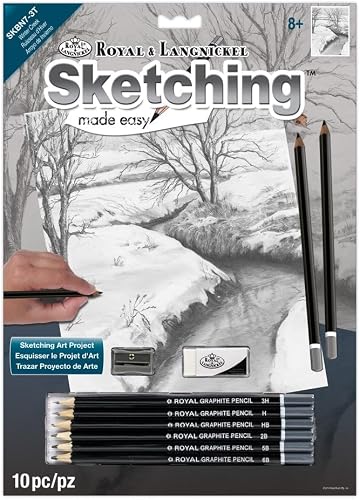 Royal & Langnickel 9 x 11 inch Winter Creek Pre-Printed Sketching Made Easy Drawing Set