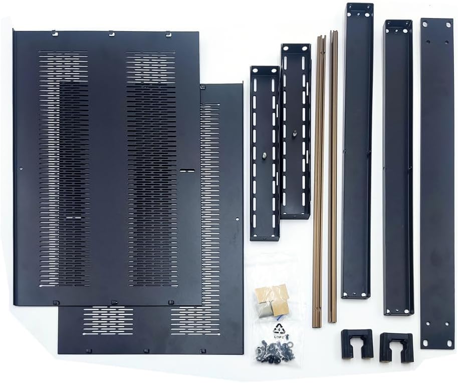 Full Aluminum DIY Multipurpose Box Electronic Enclosure Rack Mount 19" 2U (Cabinet Size: Width 425 mm x Height 38.7 mm x Long 245 mm) Flat Pack with 1 Pair Aluminum Mount Bar - Black