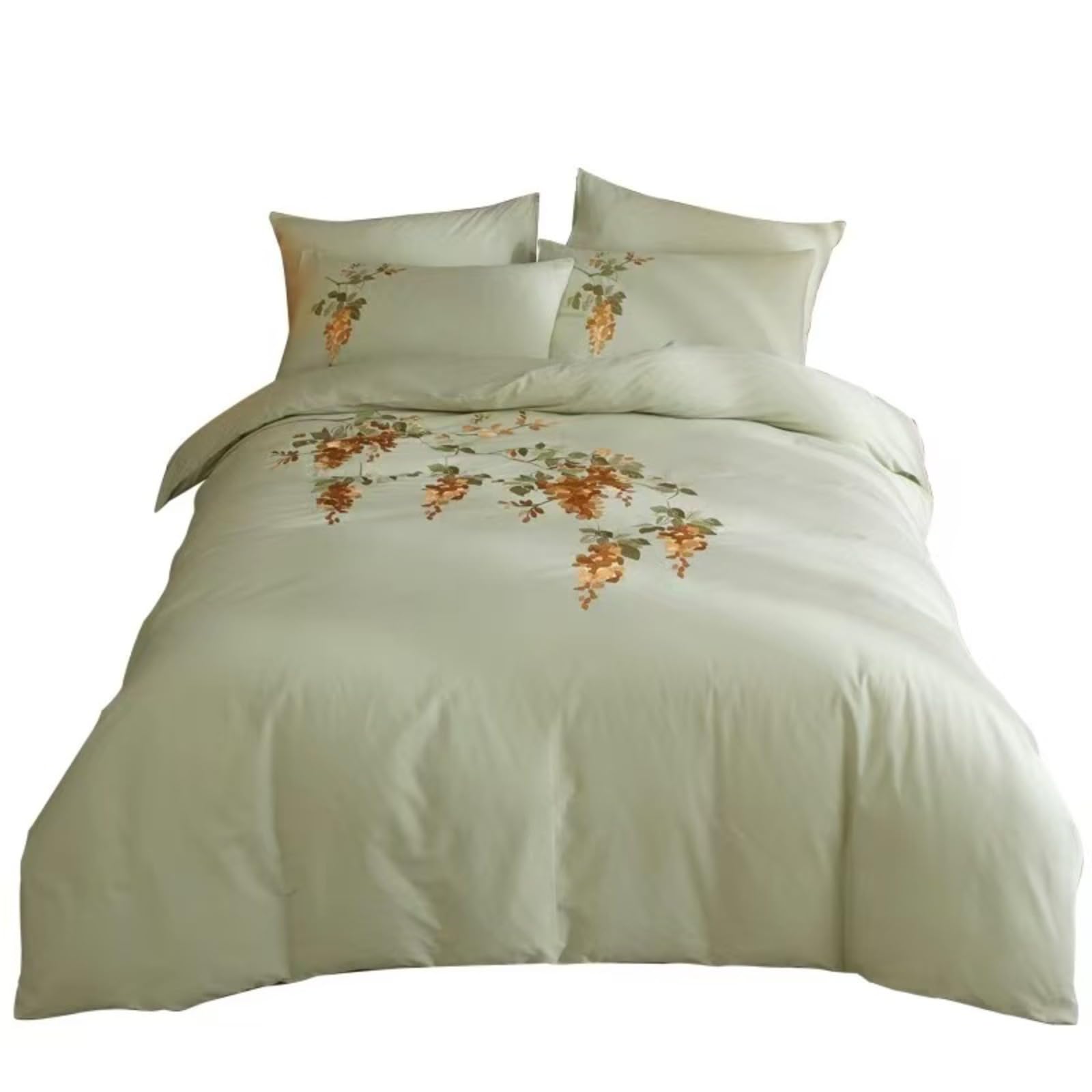 Parure de lit en coton haut de gamme brodé style minimaliste chic avec draps
