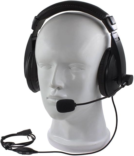 Buwico 2 Pin Noise Cancelling Overhead Earpiece Headset for Kenwood Puxing Wouxun Baofeng UV5R UV82 UV5R UV-5RA HYT 888S H-777 TK-208 TK-220 Walkie Talkie