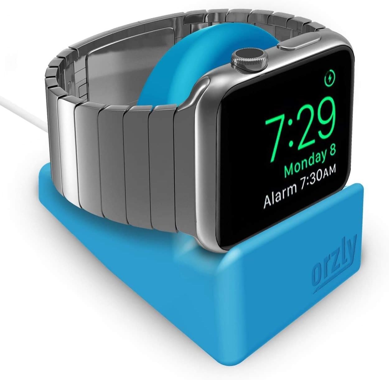 Orzly Compact Stand for Apple Watch Charger, Night Stand Mode Compatible, Integrated Cable Management Slot (Compatible with Apple Watch Series 4 Series 3 Series 2 Series 1 38mm 42mm 40mm 44mm) Blue image
