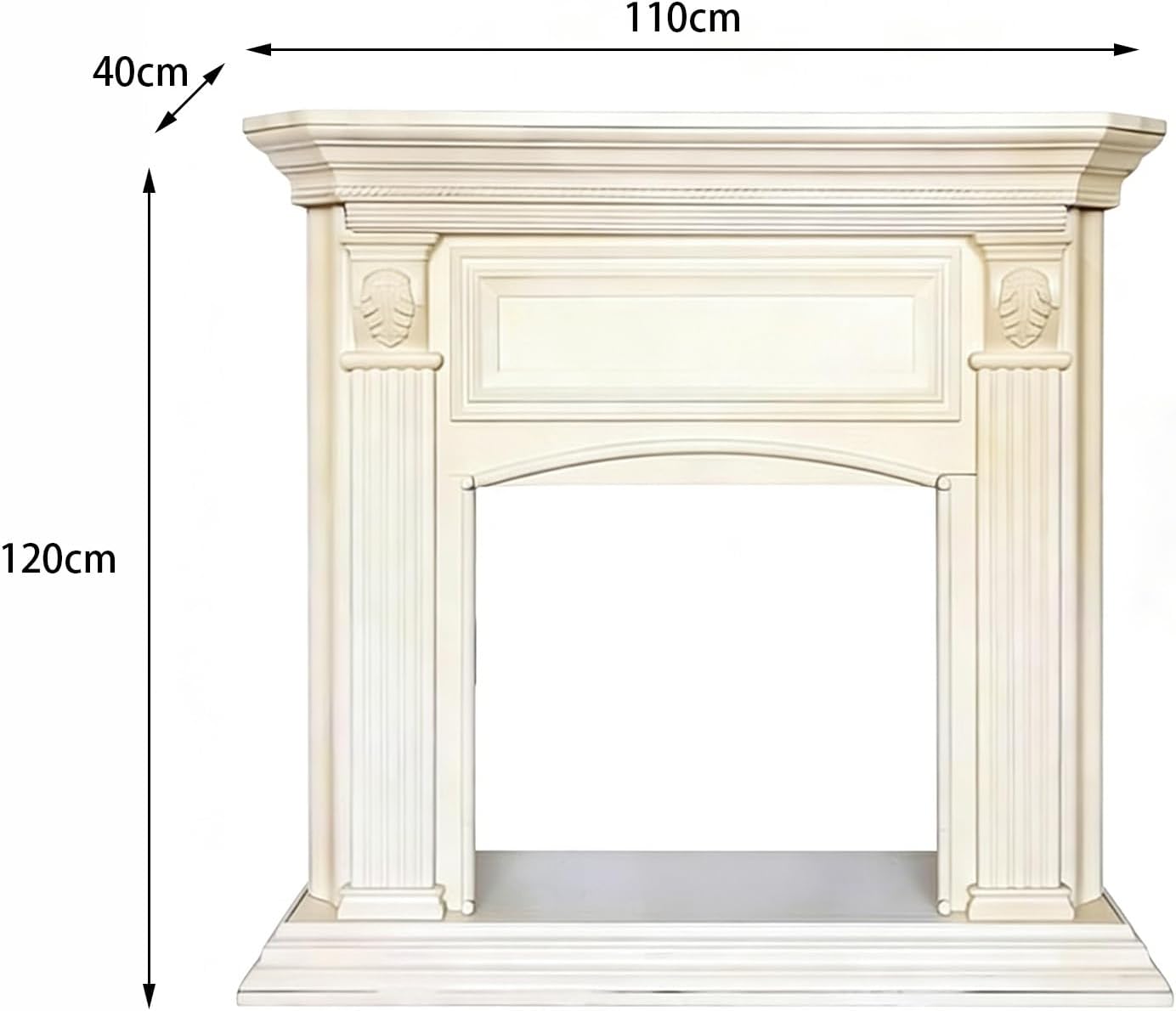 Fireplace Surround Solid Wood Traditional Fireplace Mantel Surround Cream White Carved Decorative(Small)